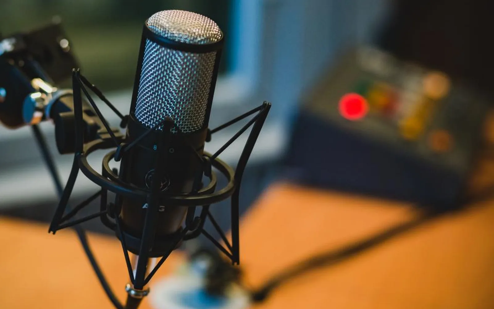A studio microphone on its stand