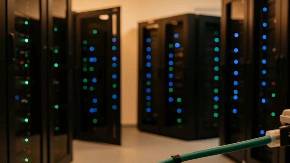 Server room infrastructure representing the technical foundation of agency cold email systems