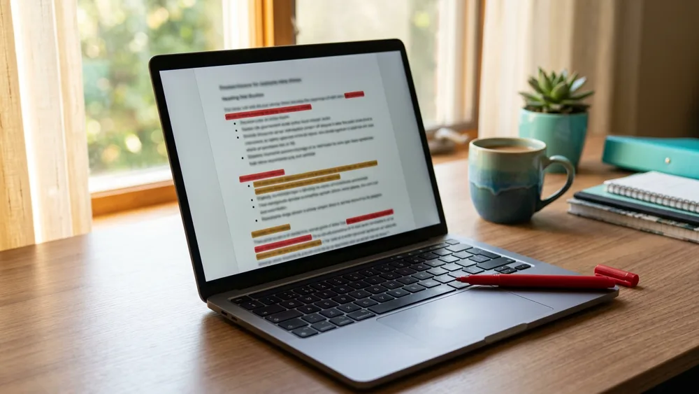 Spam trigger words highlighted in an email draft during review