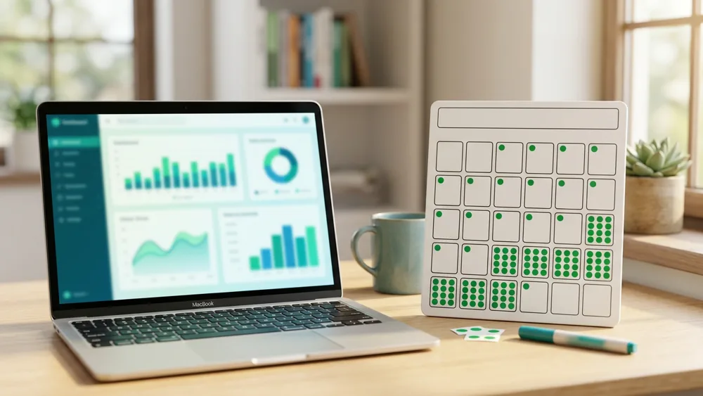 Email warm-up schedule: a planner filling with daily sending volumes that grow week by week