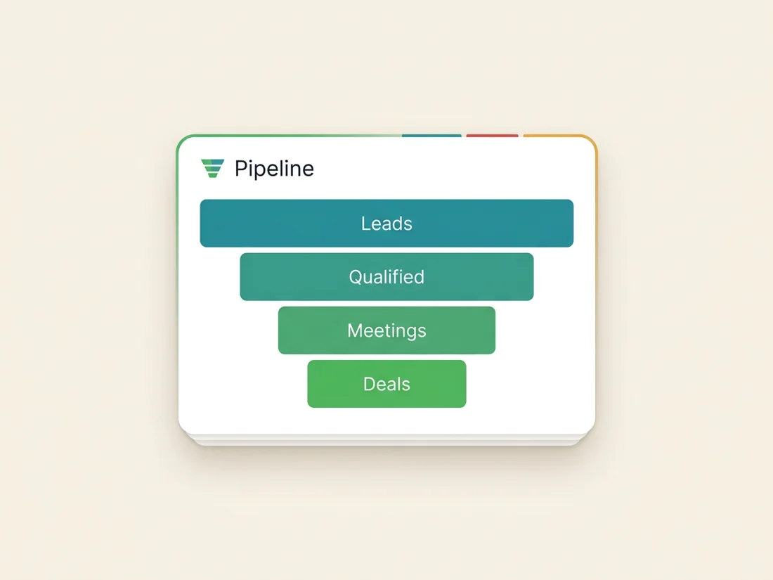 B2B email marketing pipeline from leads to qualified to meetings to deals