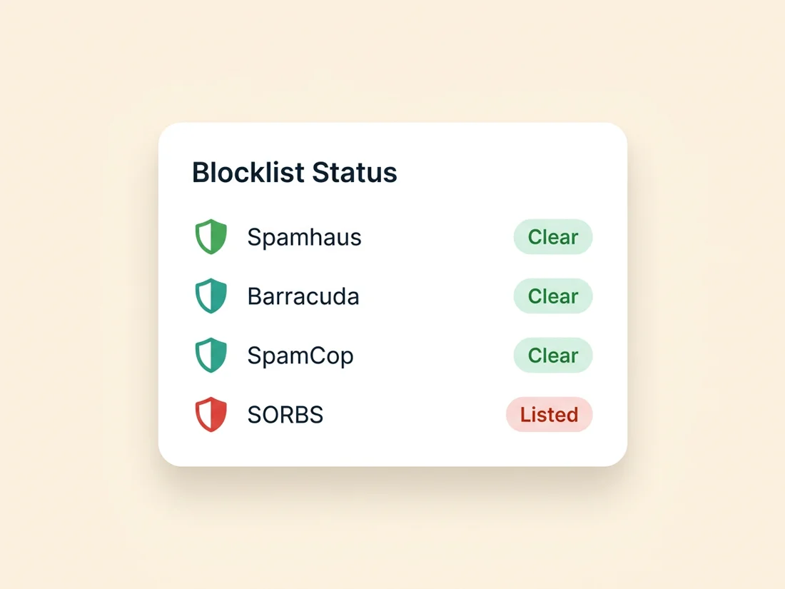 Blacklist status across major blocklists
