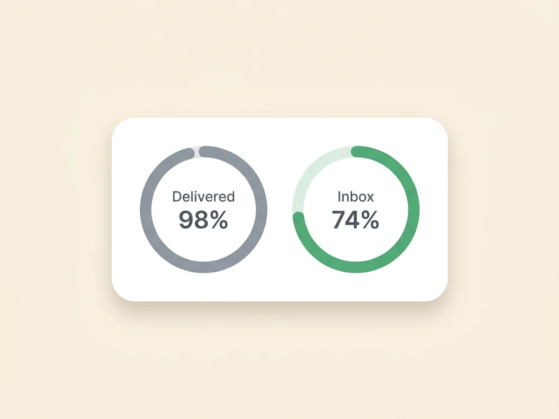 Delivery rate versus inbox placement shown as two different measurements