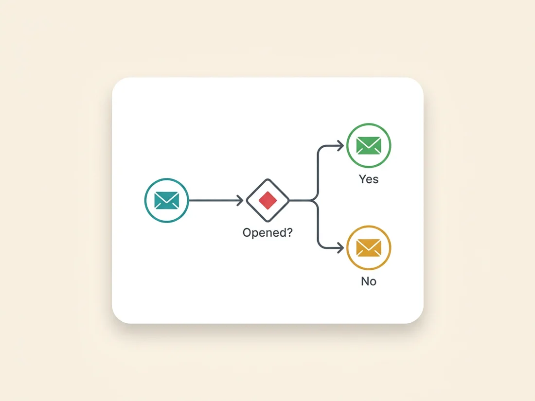 Email drip campaign branch: the path adapts based on whether the previous message was opened