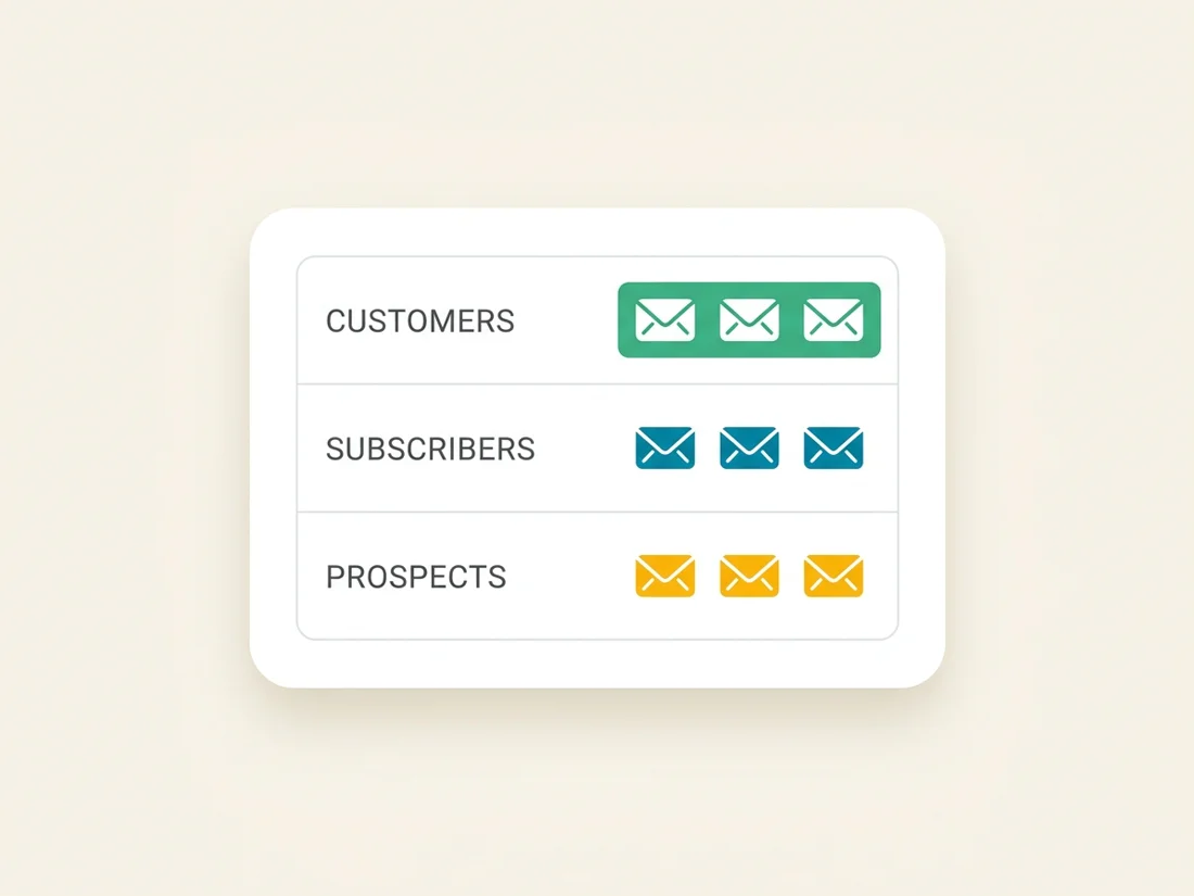 Product launch email variants for customers, subscribers and prospects