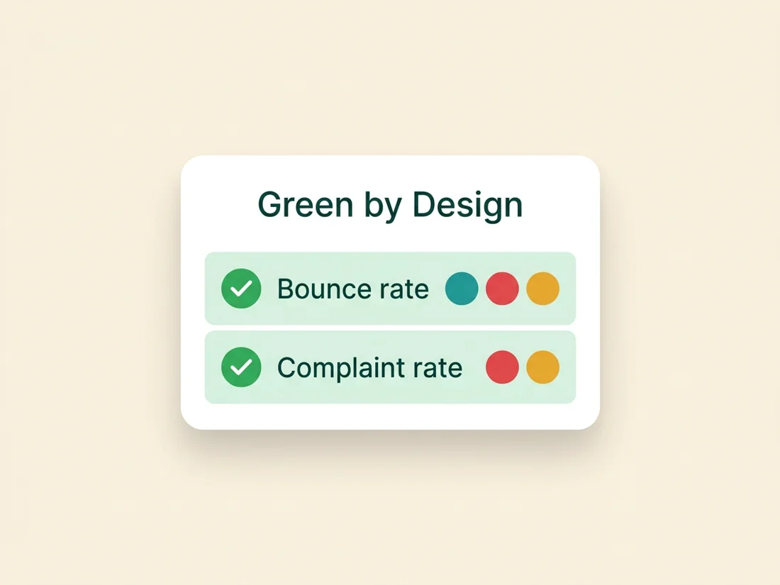 A deliverability dashboard showing bounce and complaint rates held down by living segment pruning