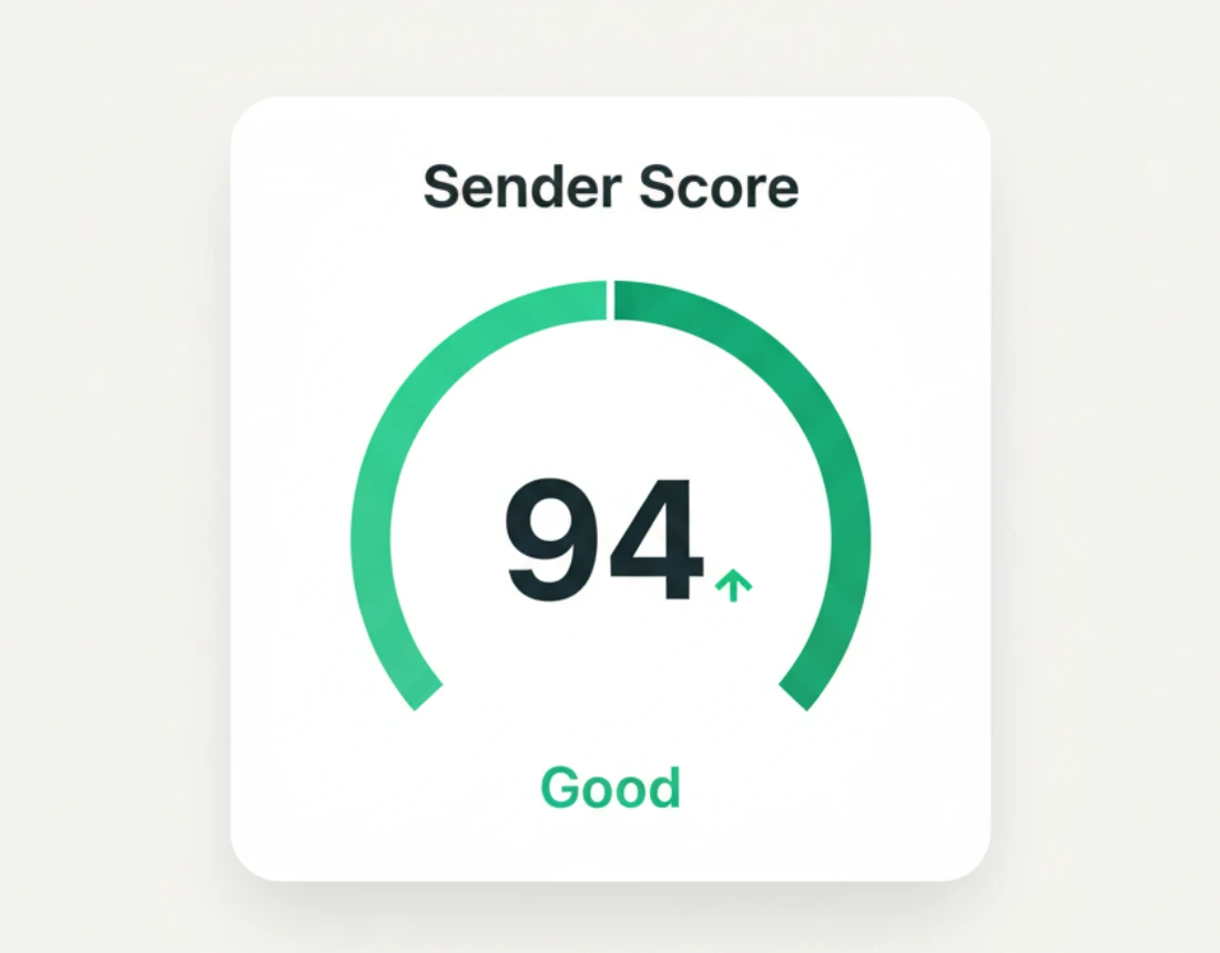 Sender score in the healthy range