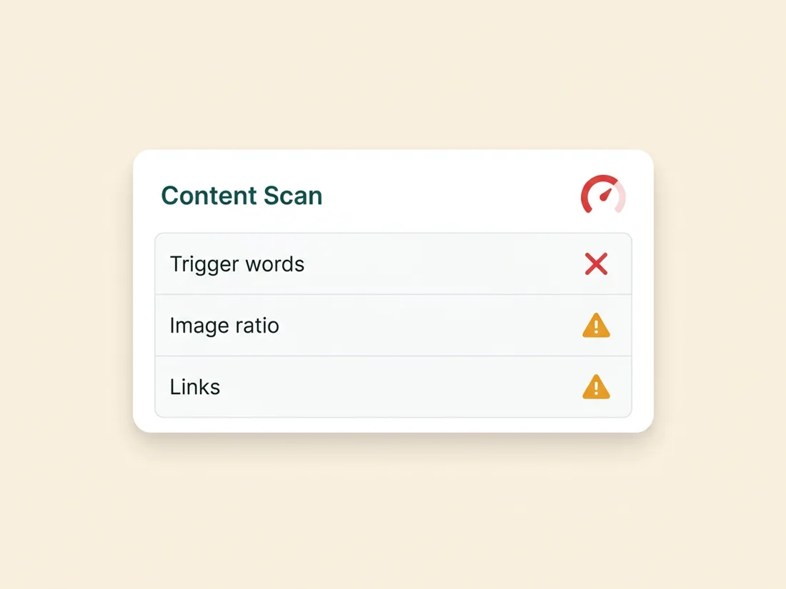 A content scan flagging spam signals