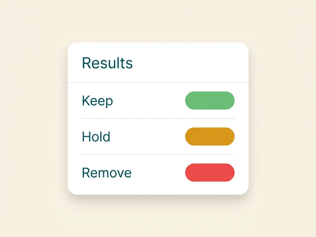 A cold email list sorted into remove, hold and keep tiers after verification