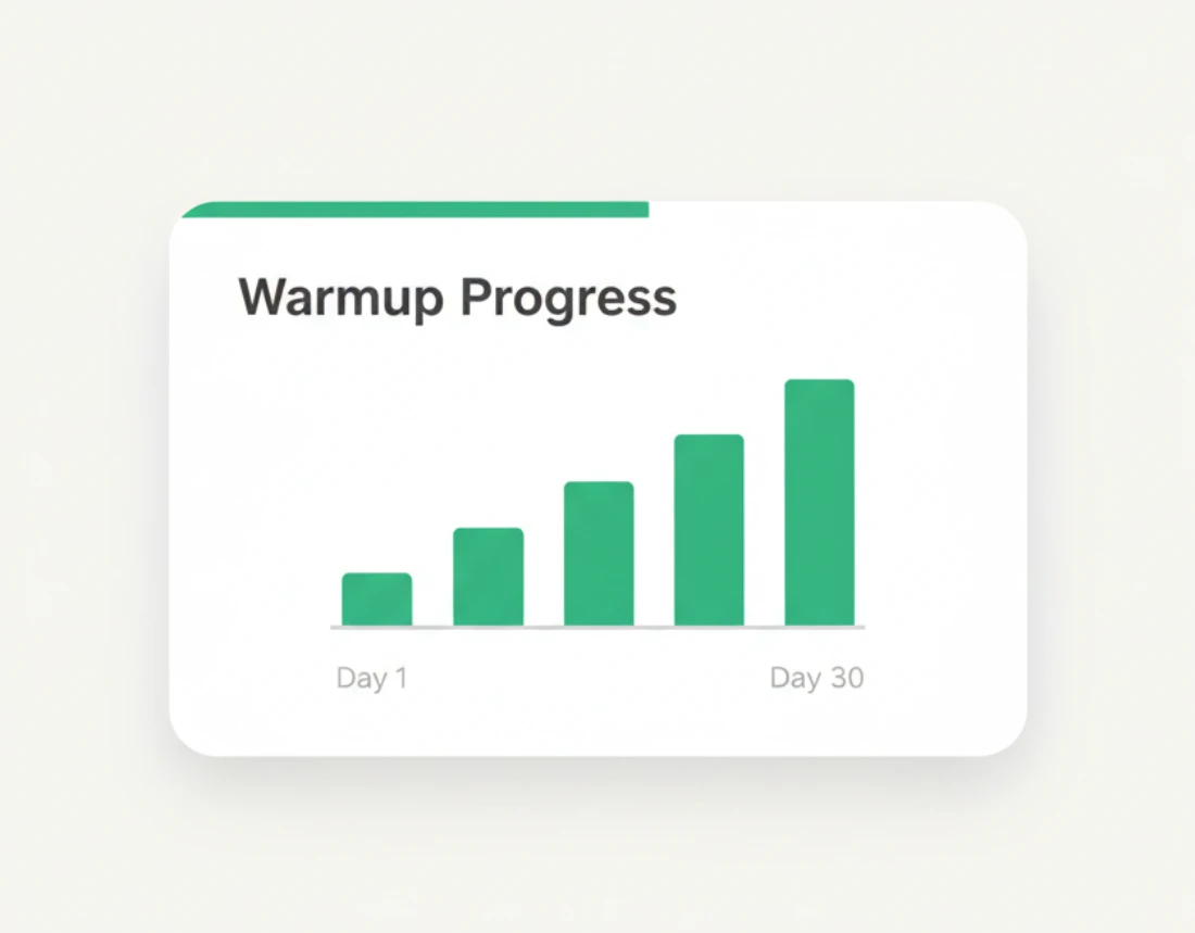 A warmup ramp increasing sending volume over time