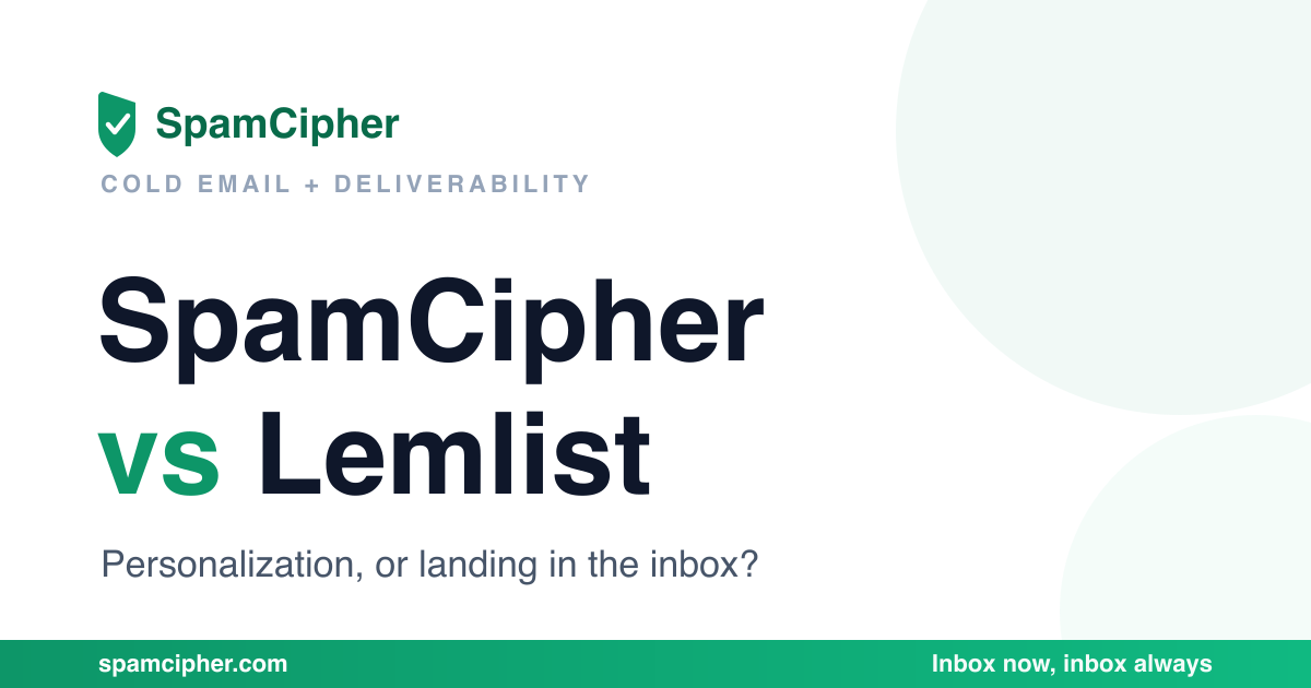 SpamCipher vs Lemlist: Personalization, or Landing?